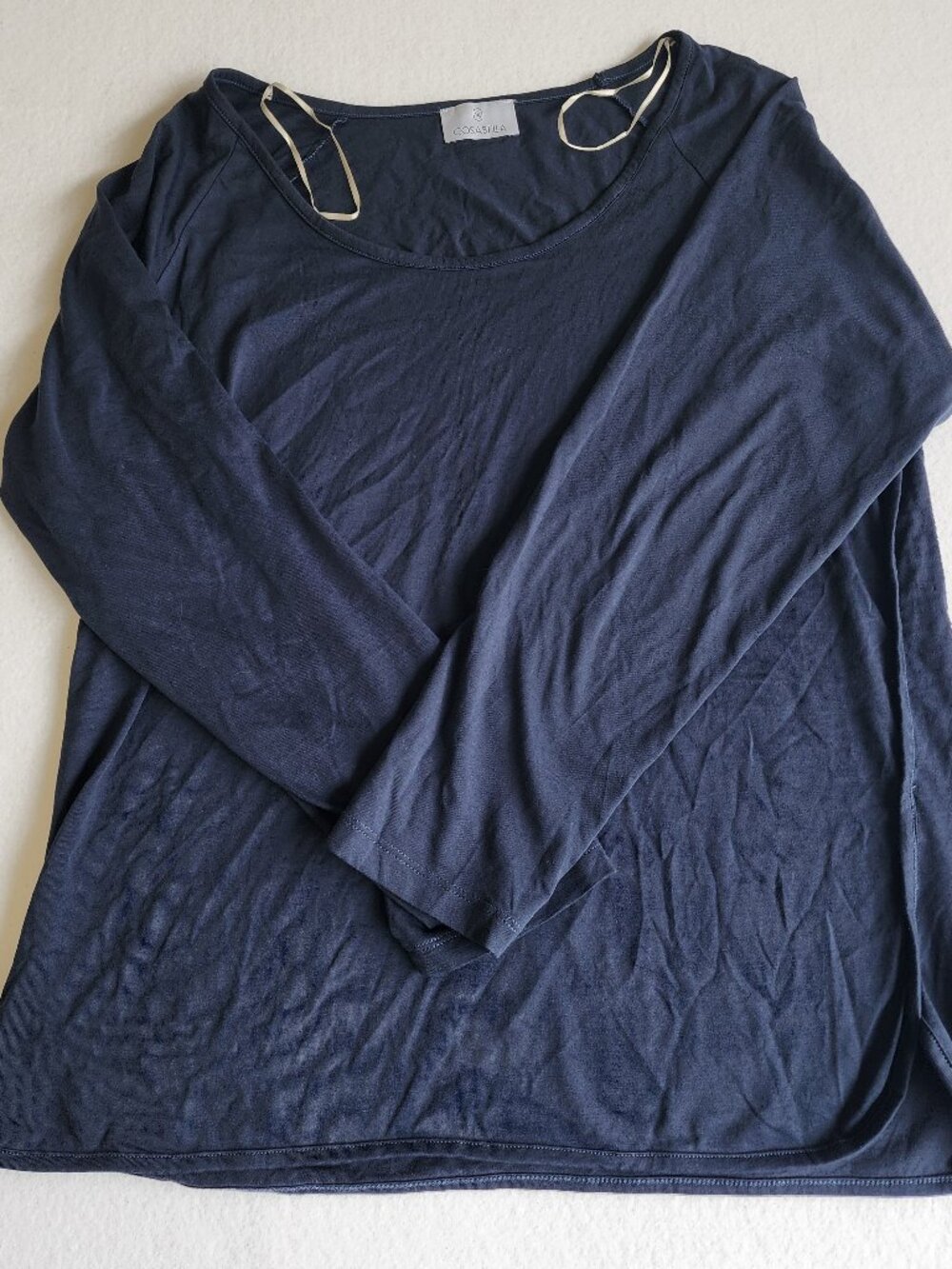 Cosabella Navy 100% Pima Cotton Long Sleeve Lounge Top Large
